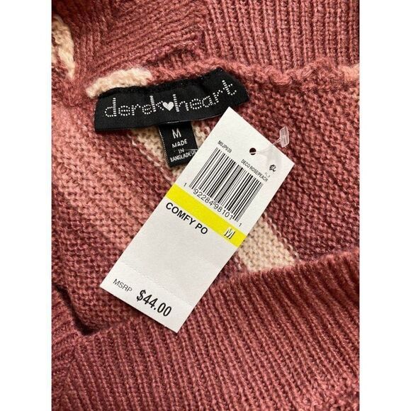 Derek Heart Sweater Top Juniors' MEDIUM Pink‎ Peach Ivory Oversized Relaxed NEW - Picture 9 of 10